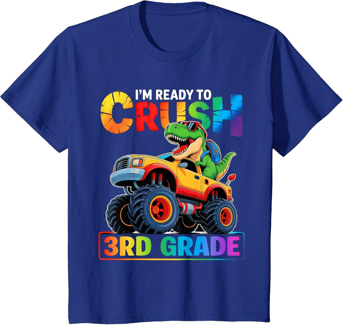 Back to School Boy Dinosaur I'm Ready to Crush 3rd Grade T-Shirt - Royal Blue