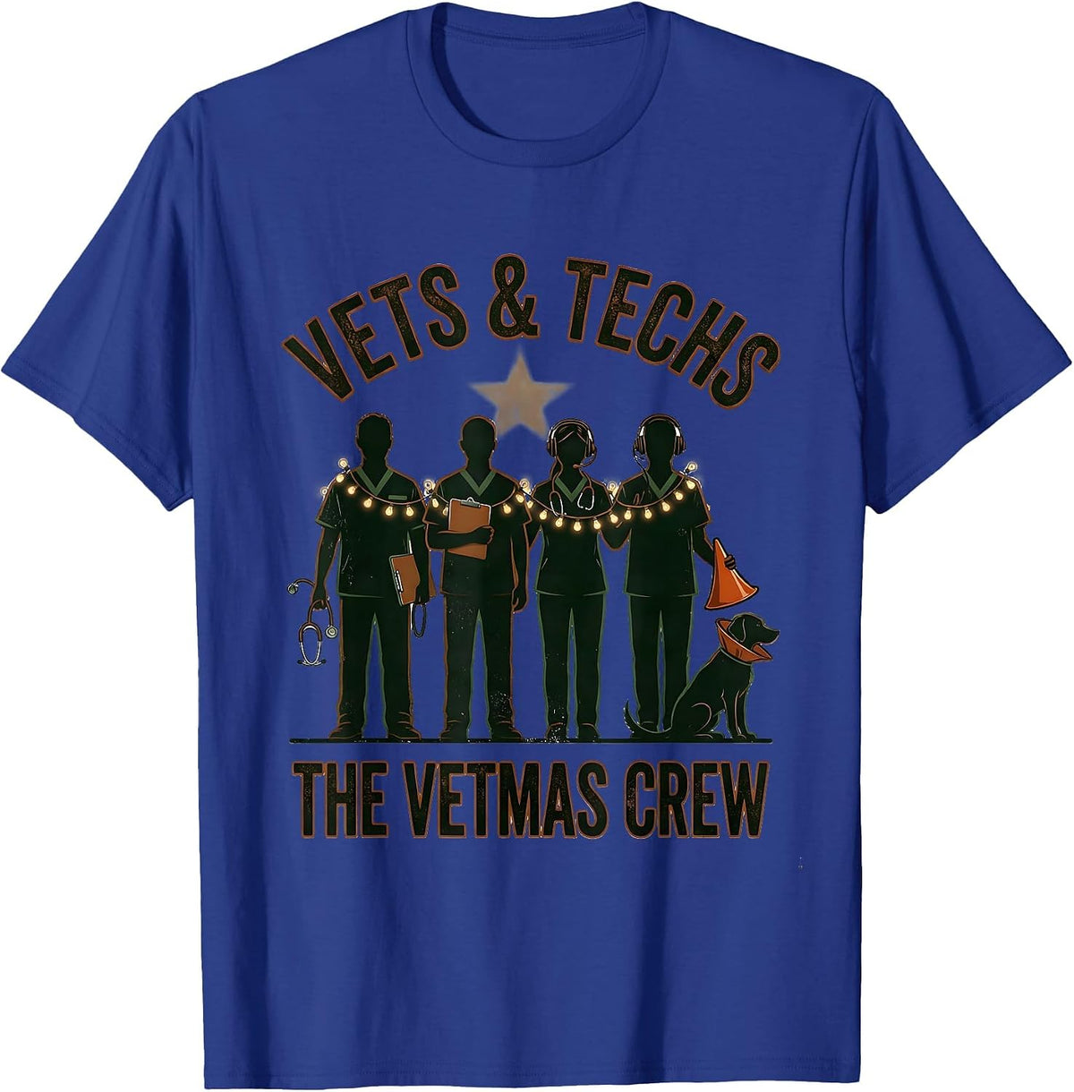 Men's Vets & Techs: The Vetmas Crew Vintage Veterinary Clinic T-Shirt - Royal Blue