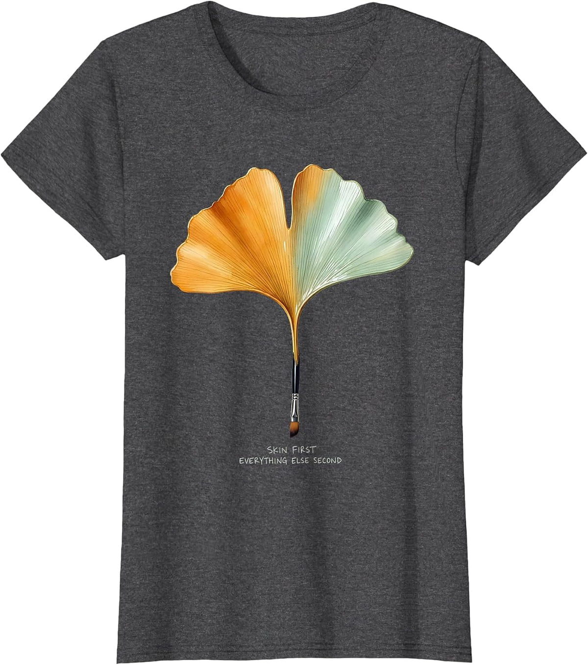 Women's K-Beauty Glass Skin Fall Skincare Design T-Shirt - Dark Heather Grey