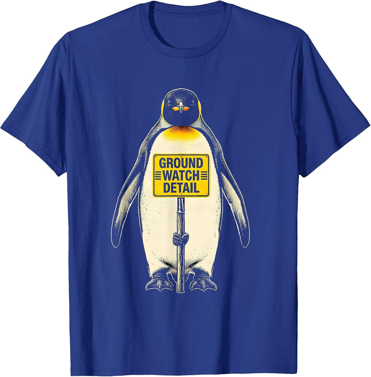Men's Ground Watch Detail Funny Tactical Penguin Bird Lover Humor T-Shirt - Royal Blue