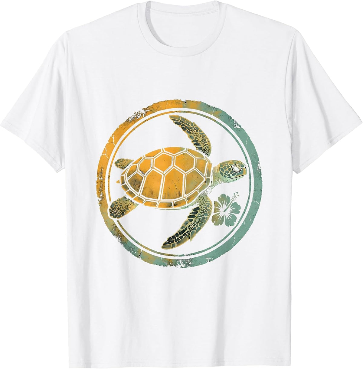 Men's Sea Turtle Coral Reef Hawaiian Graphic Tee T-Shirt - White