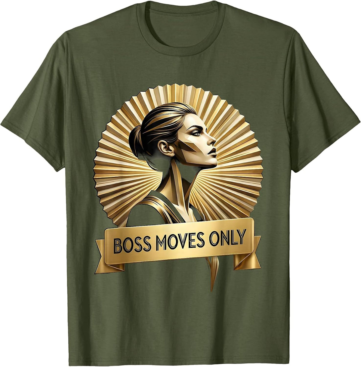 Men's Boss Moves Only Empowerment Design T-Shirt - Olive Green