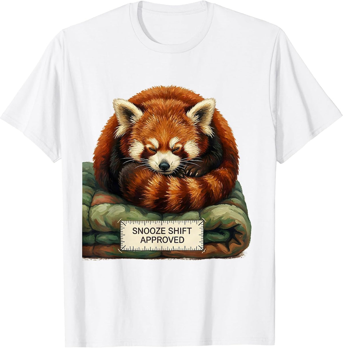 Men's Snooze Shift, Approved Funny Red Panda Animal Lover Gift T-Shirt - White