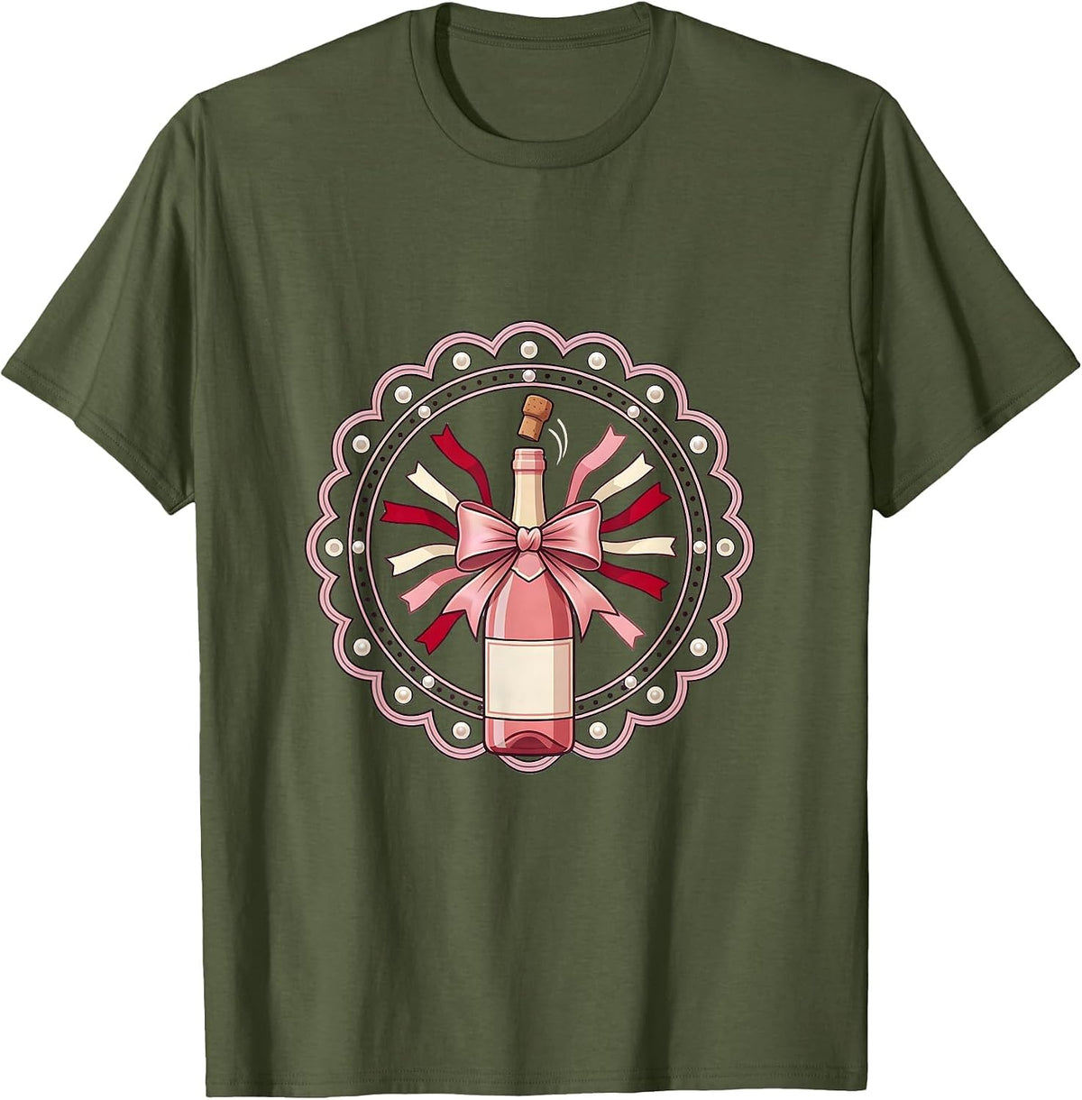 Men's Birthday Champagne Pop Confetti Celebration Graphic T-Shirt - Olive Green