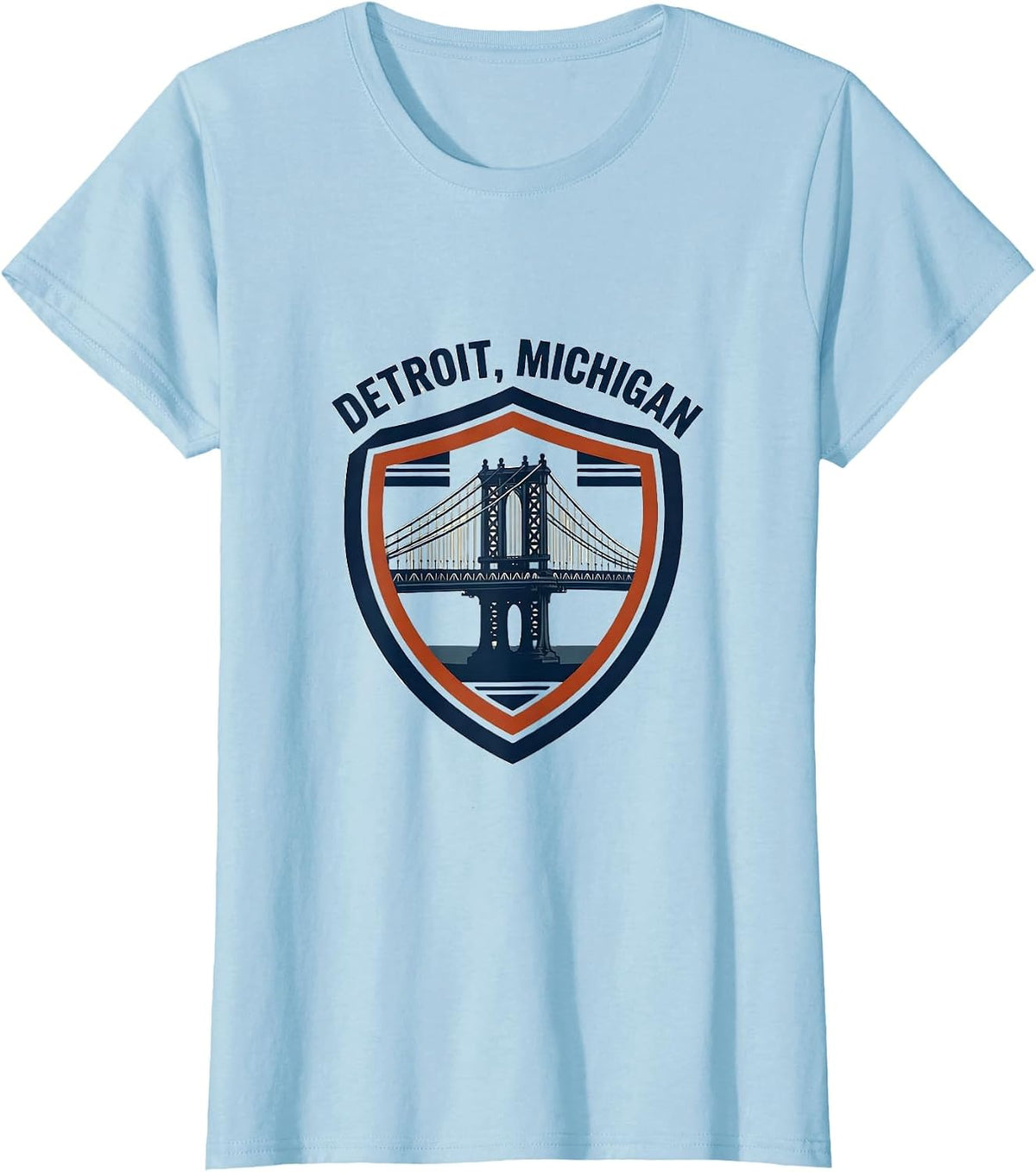 Women's DETROIT, MICHIGAN Vintage City Pride Shield Emblem Local T-Shirt - Baby Blue