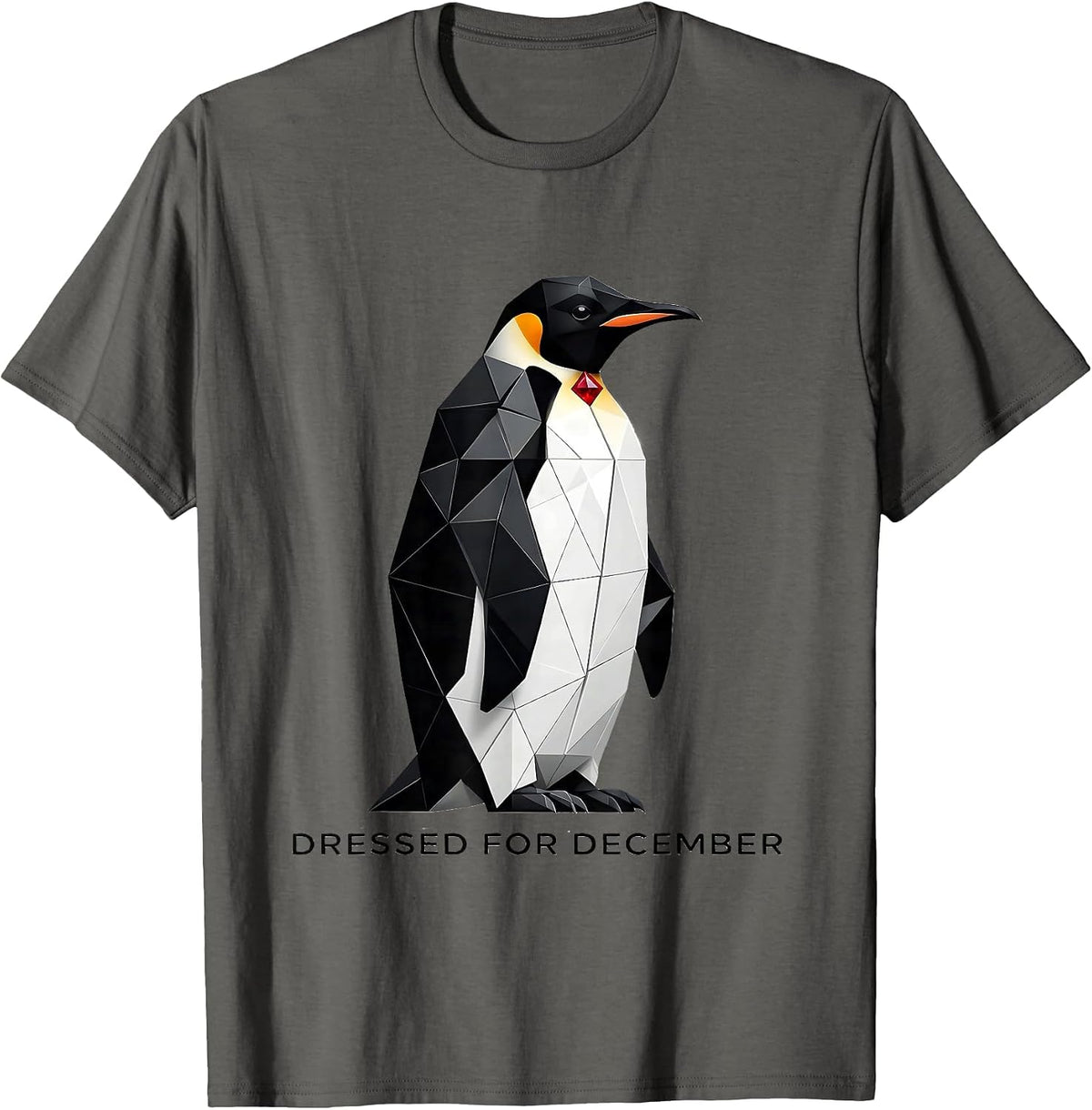 Men's Dressed For December Geometric Penguin Lover Christmas T-Shirt - Asphalt Grey