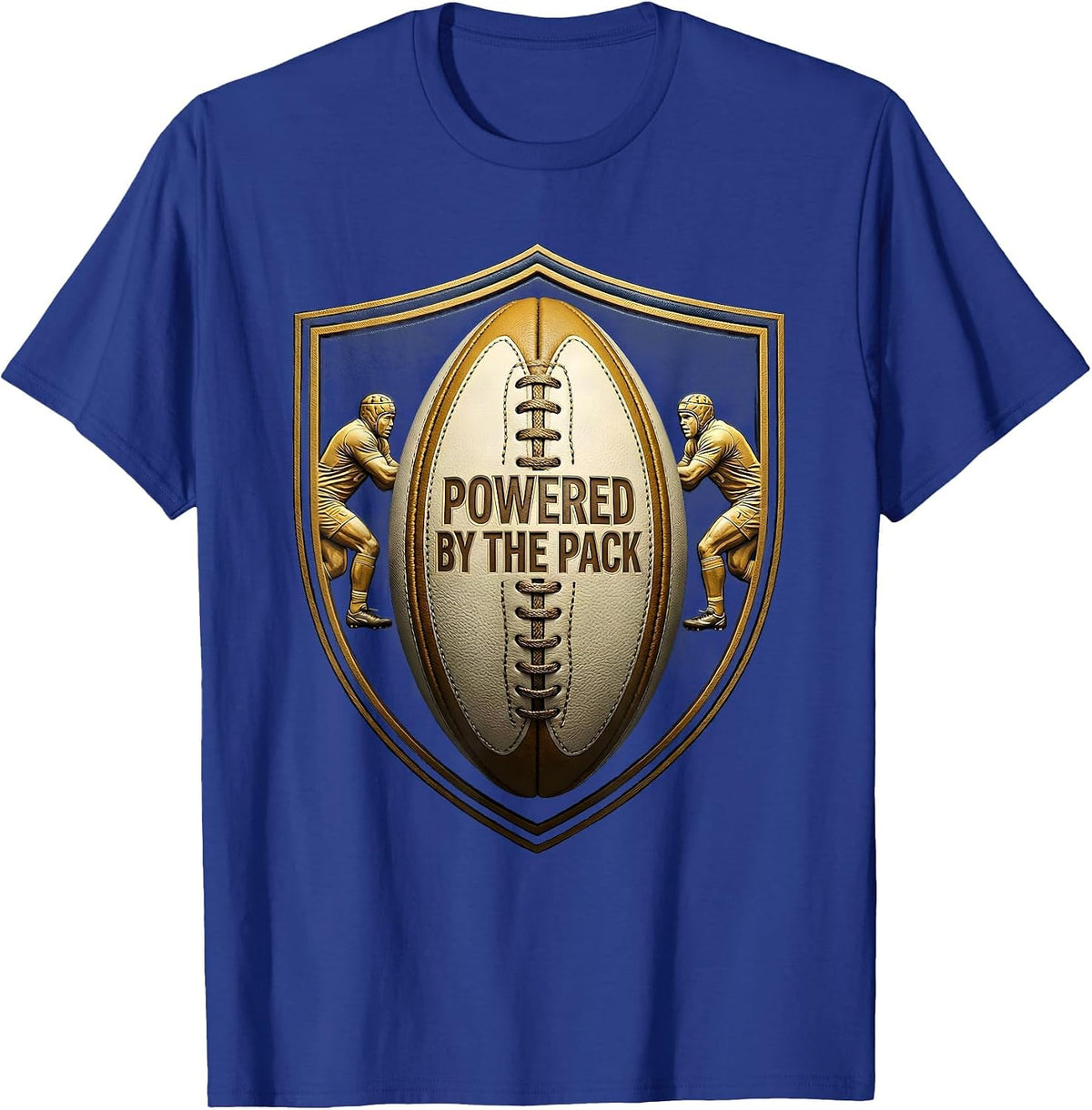 Powered by the Pack Rugby Graphic Design T-Shirt - Royal Blue