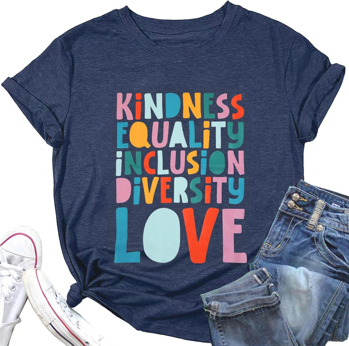 Teacher Shirt Women Inspirational Letter Print T-Shirt Special Education Teacher's Day Tee Tops - Blue