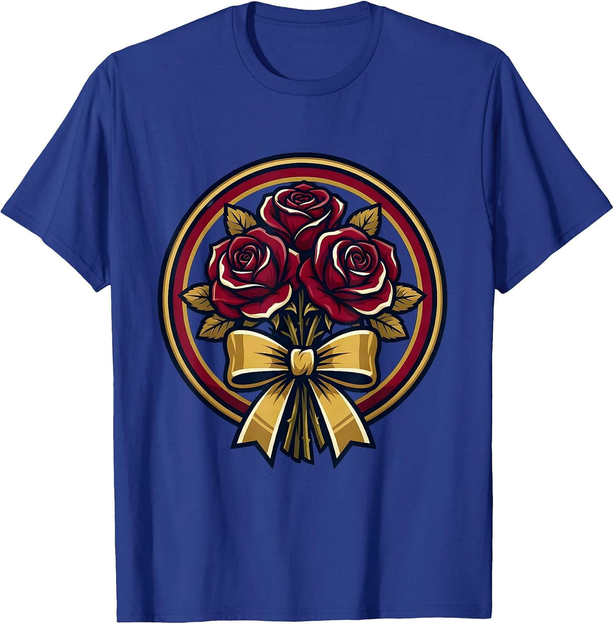 Band Mom Rose Bouquet Drum Major Sash Design T-Shirt - Royal Blue