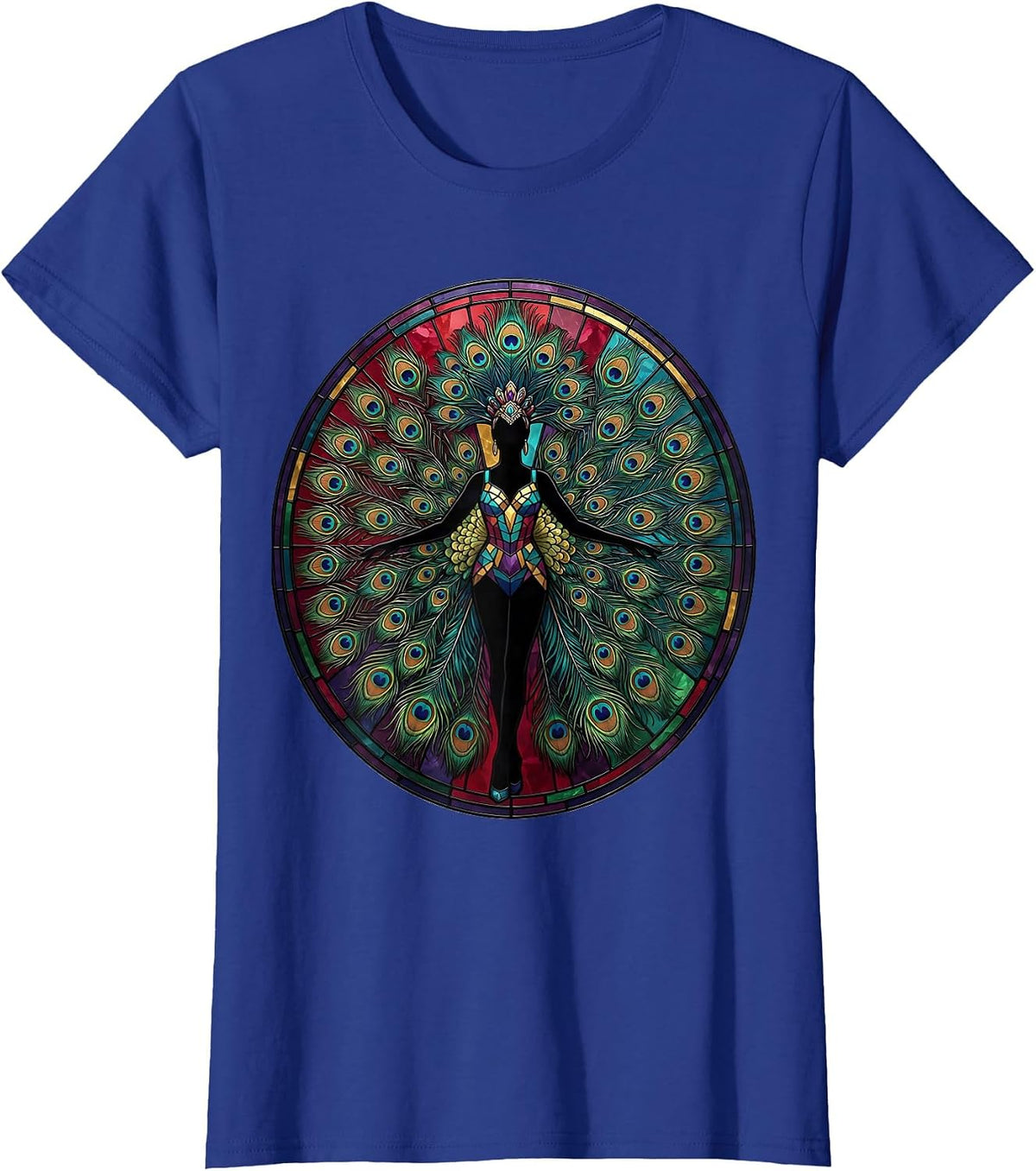 Women's Showgirl Fan Dance Graphic Tee T-Shirt - Royal Blue