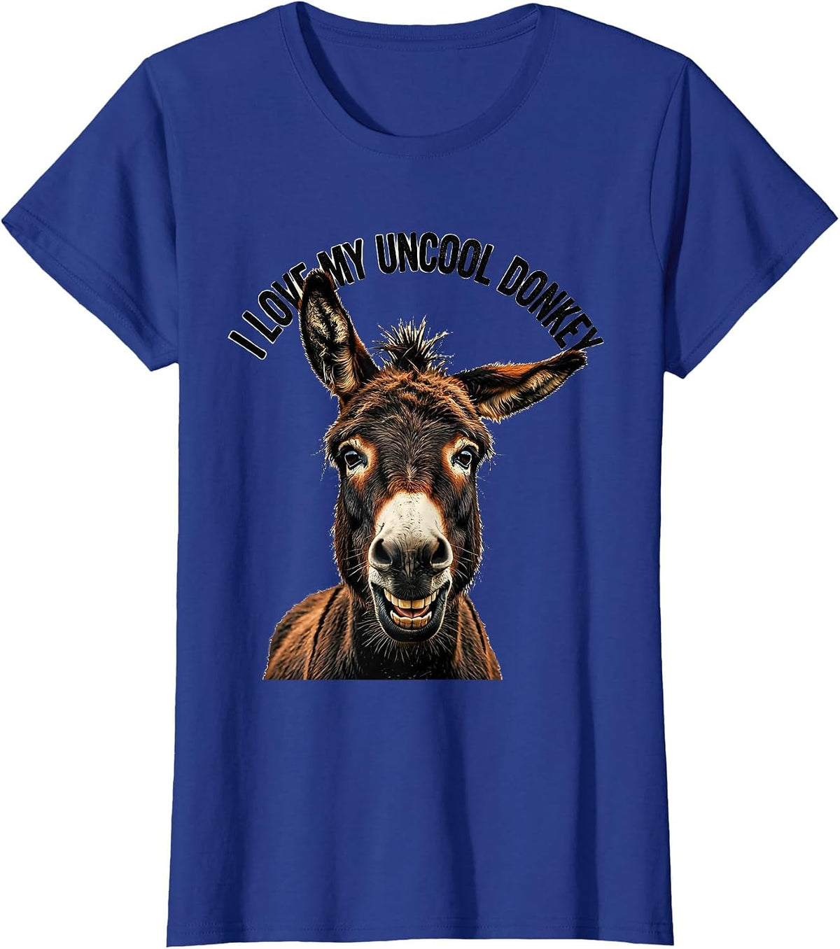 Women's I Love My Uncool Donkey Funny Animal Humor Donkey Lover T-Shirt - Royal Blue