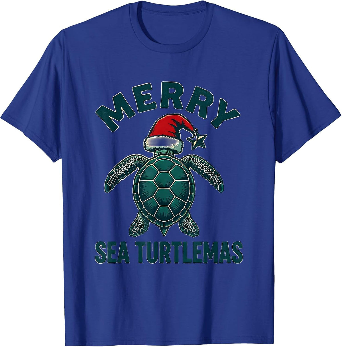 Men's Merry Sea Turtlemas Whimsical Sea Turtle Lover Christmas T-Shirt - Royal Blue