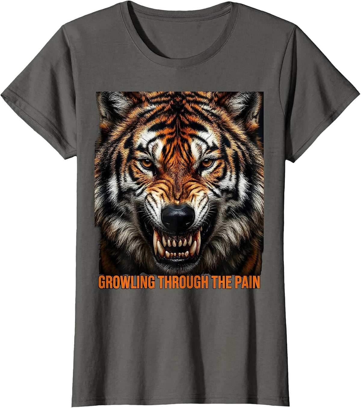 Women's Growling Through the Pain Death Metal Design T-Shirt - Asphalt Grey