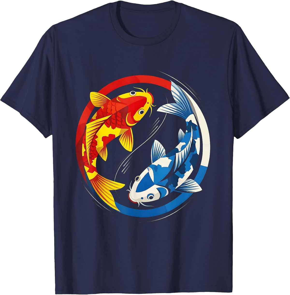 Men's Rainbow Koi Fish Circle Pride Flag Design T-Shirt - Navy Blue