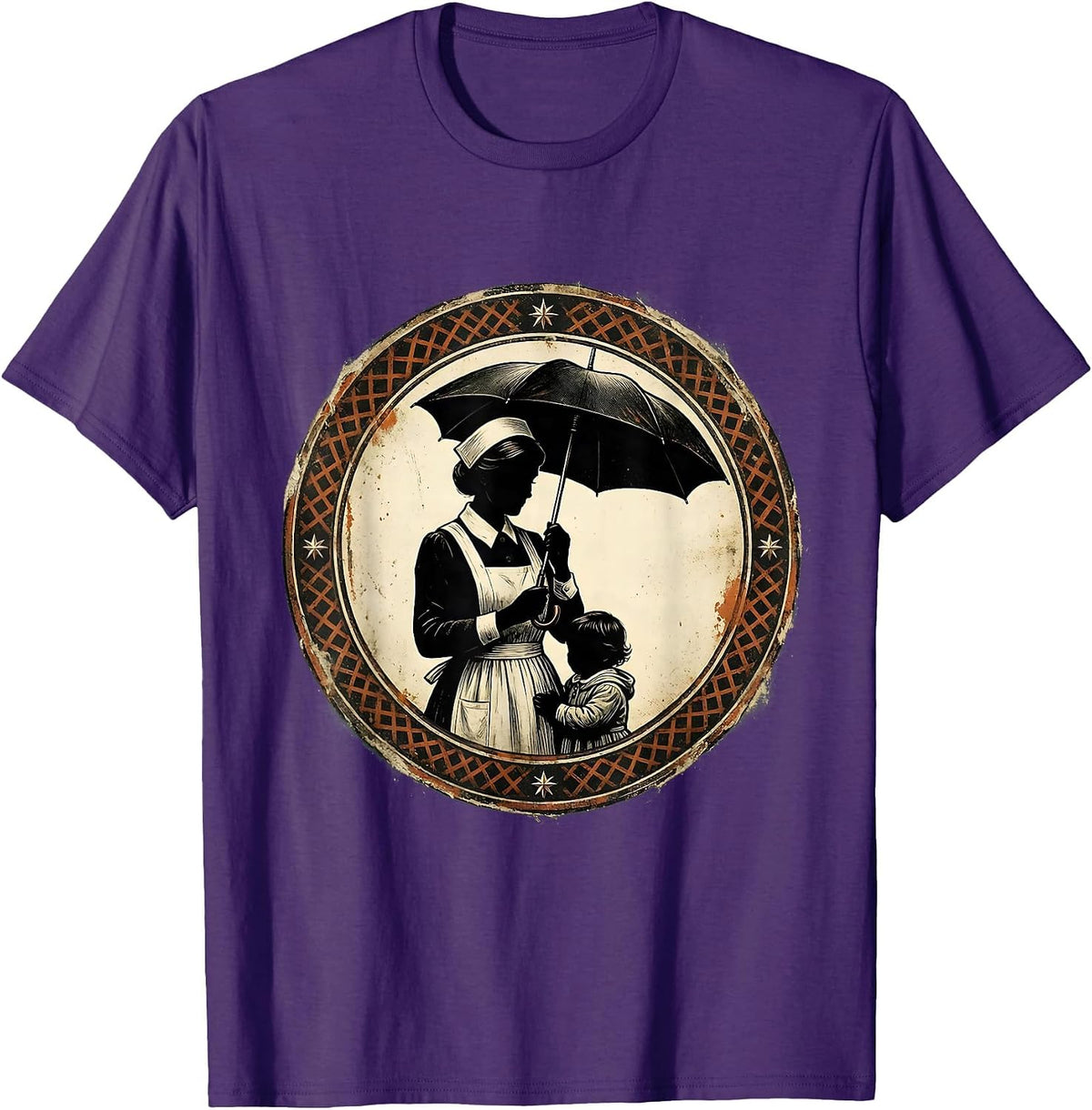 Pediatric Nurse Umbrella Protection Illustration T-Shirt - Purple