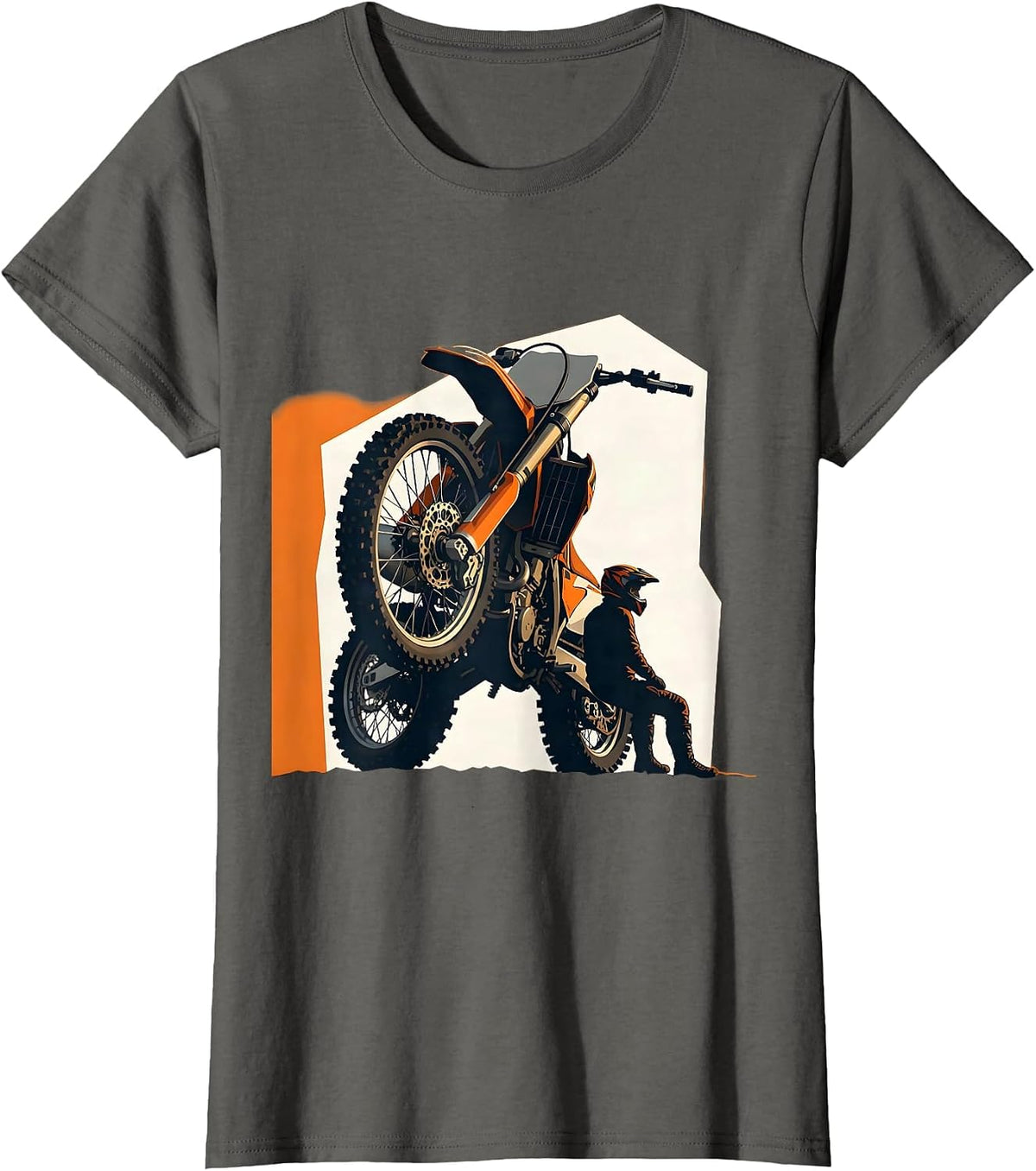 Women's Motocross Bike Crash Funny Dirt Bike Rider Humor T-Shirt - Asphalt Grey