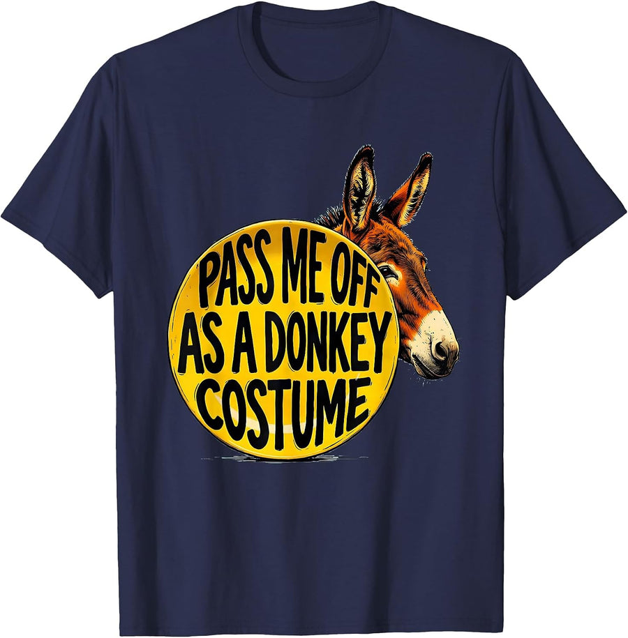 Pass Me Off As A Donkey Costume Funny Animal Halloween Party T-Shirt - Navy Blue