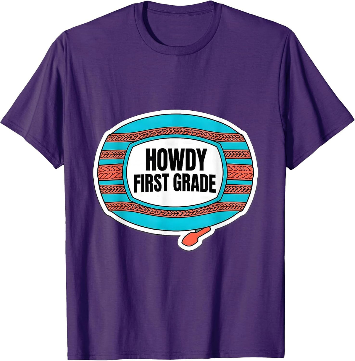 Men's Howdy First Grade Western Cowboy Teacher Back To School T-Shirt - Purple