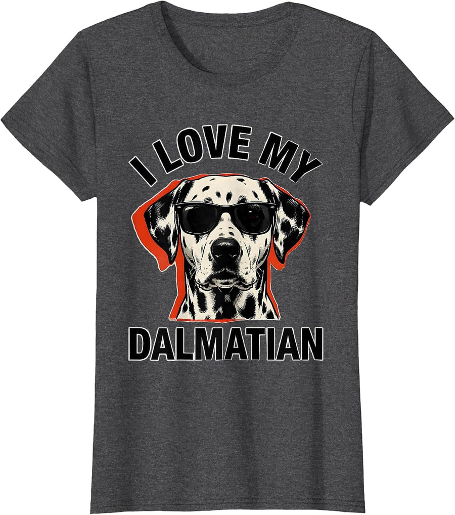 Women's I Love My Dalmatian Funny Dog Lover Breed Enthusiast Gift T-Shirt - Dark Heather Grey