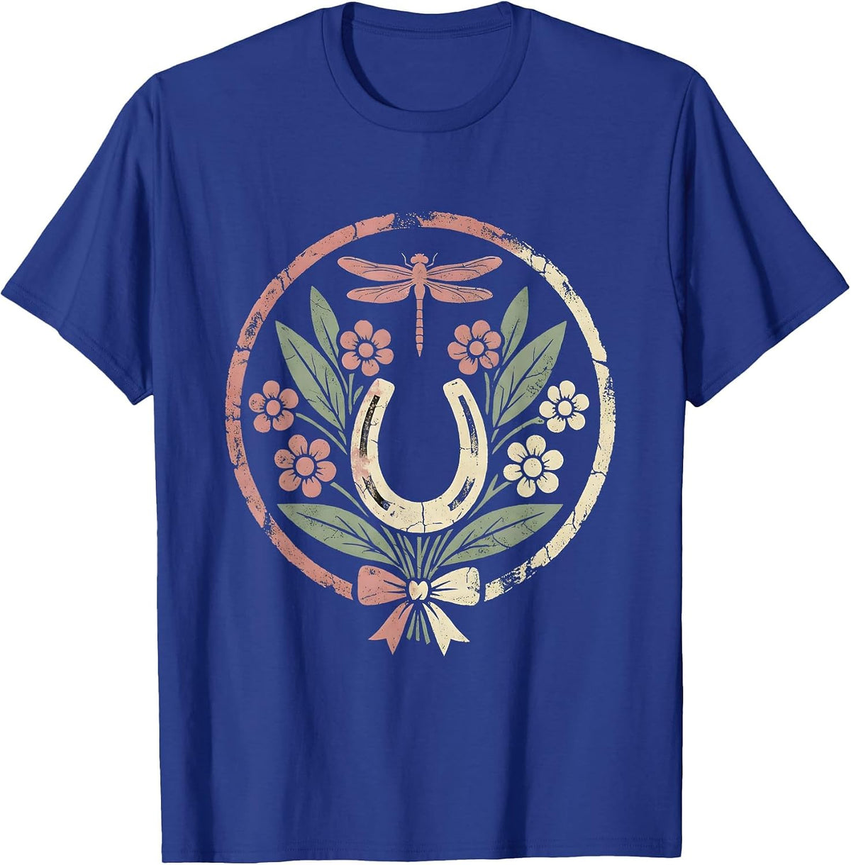 Men's Western Horse Braiding Cowgirl Illustration T-Shirt - Royal Blue
