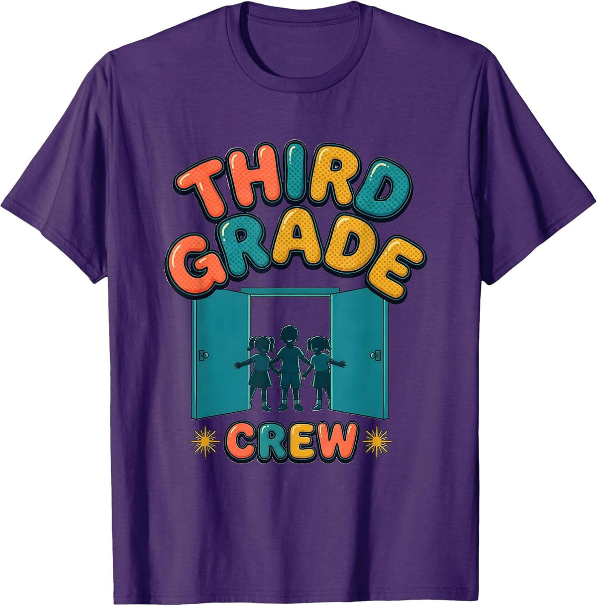 Men's Third Grade Crew Funny Teacher First Day Of School Gift T-Shirt - Purple