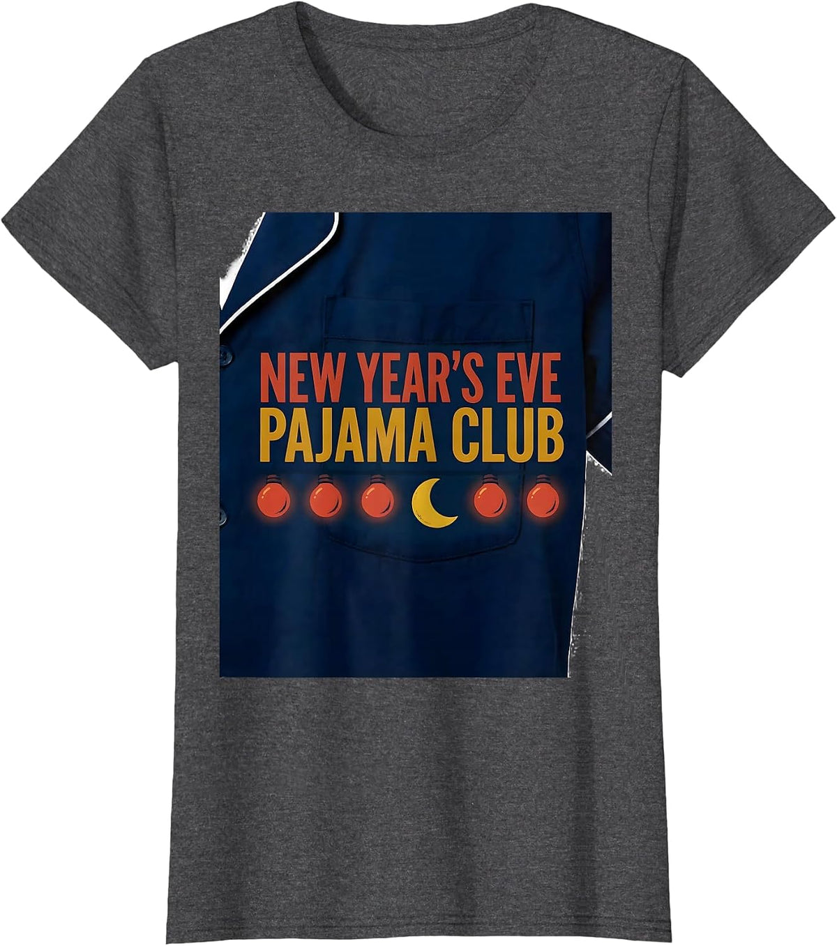 Women's New Year's Eve Pajama Club Funny Family Party Matching T-Shirt - Dark Heather Grey