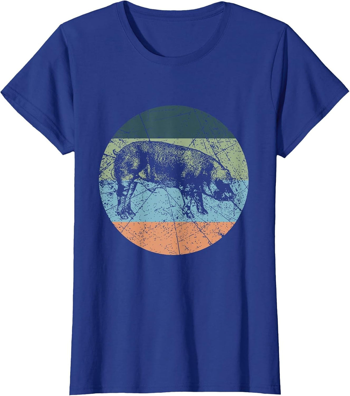 Retro Pig Silhouette - Farmer Vintage Duroc T-Shirt - Royal Blue