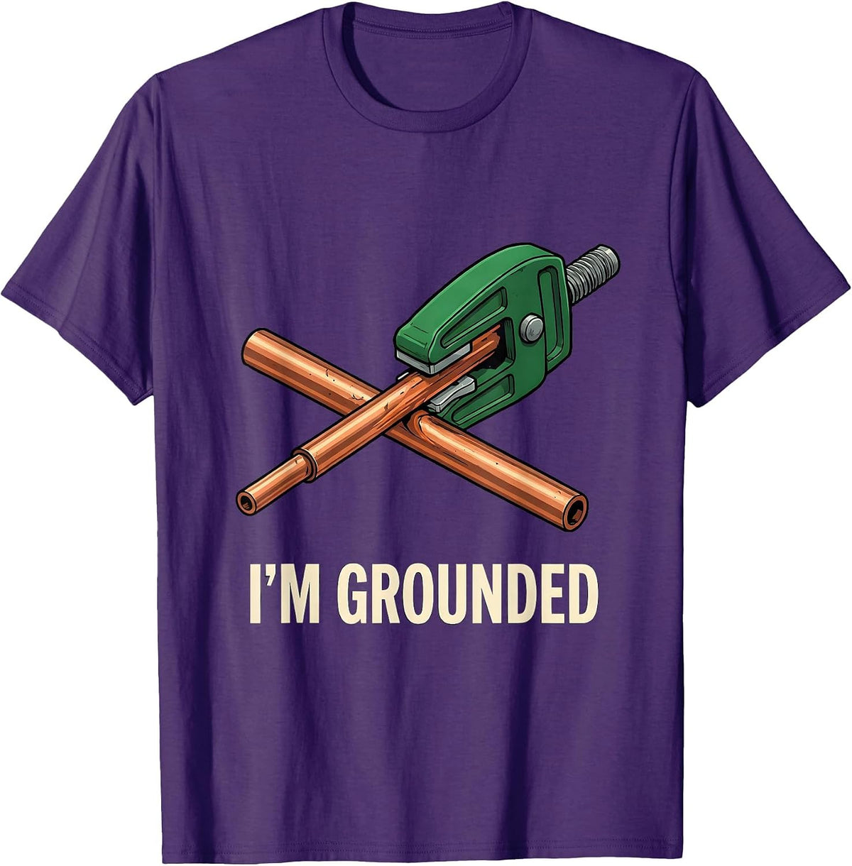 Men's I'm Grounded Funny Electrician Engineer Tech Worker Deadpan T-Shirt - Purple
