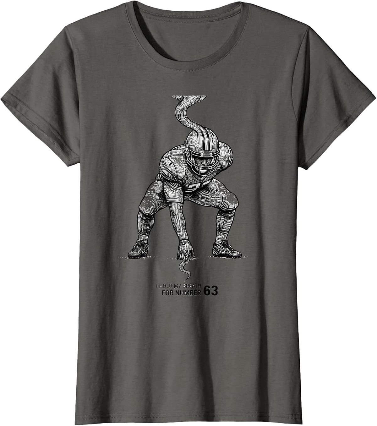 Women's I Hold My Breath For Number 63 Football Lineman Mom Jersey T-Shirt - Asphalt Grey