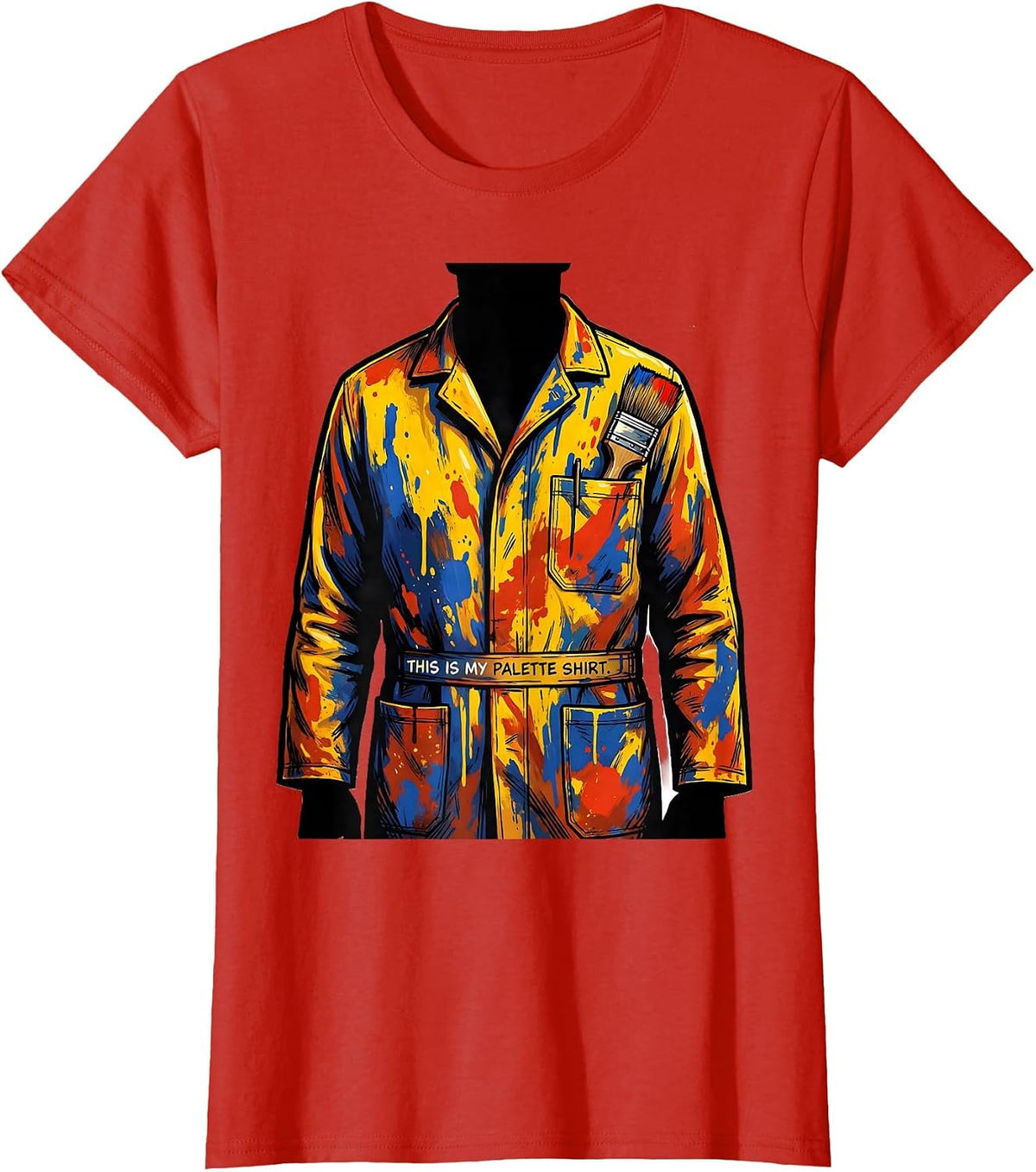 This Is My Palette Shirt Funny Artist Painter Humor Gift T-Shirt - Red