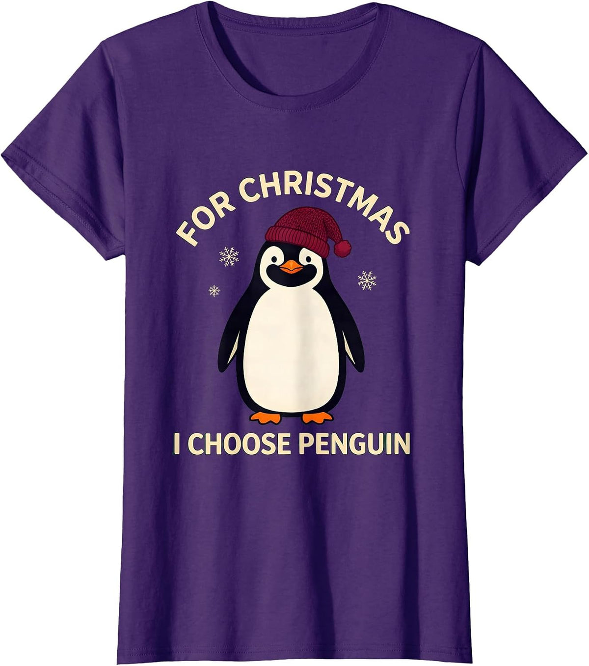 Women's For Christmas, I Choose Penguin Funny Penguin Lover T-Shirt - Purple