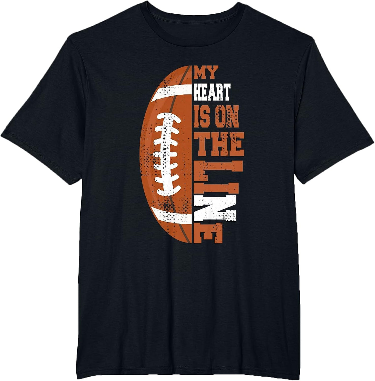 My Heart is on the Line Football T-Shirt - Black