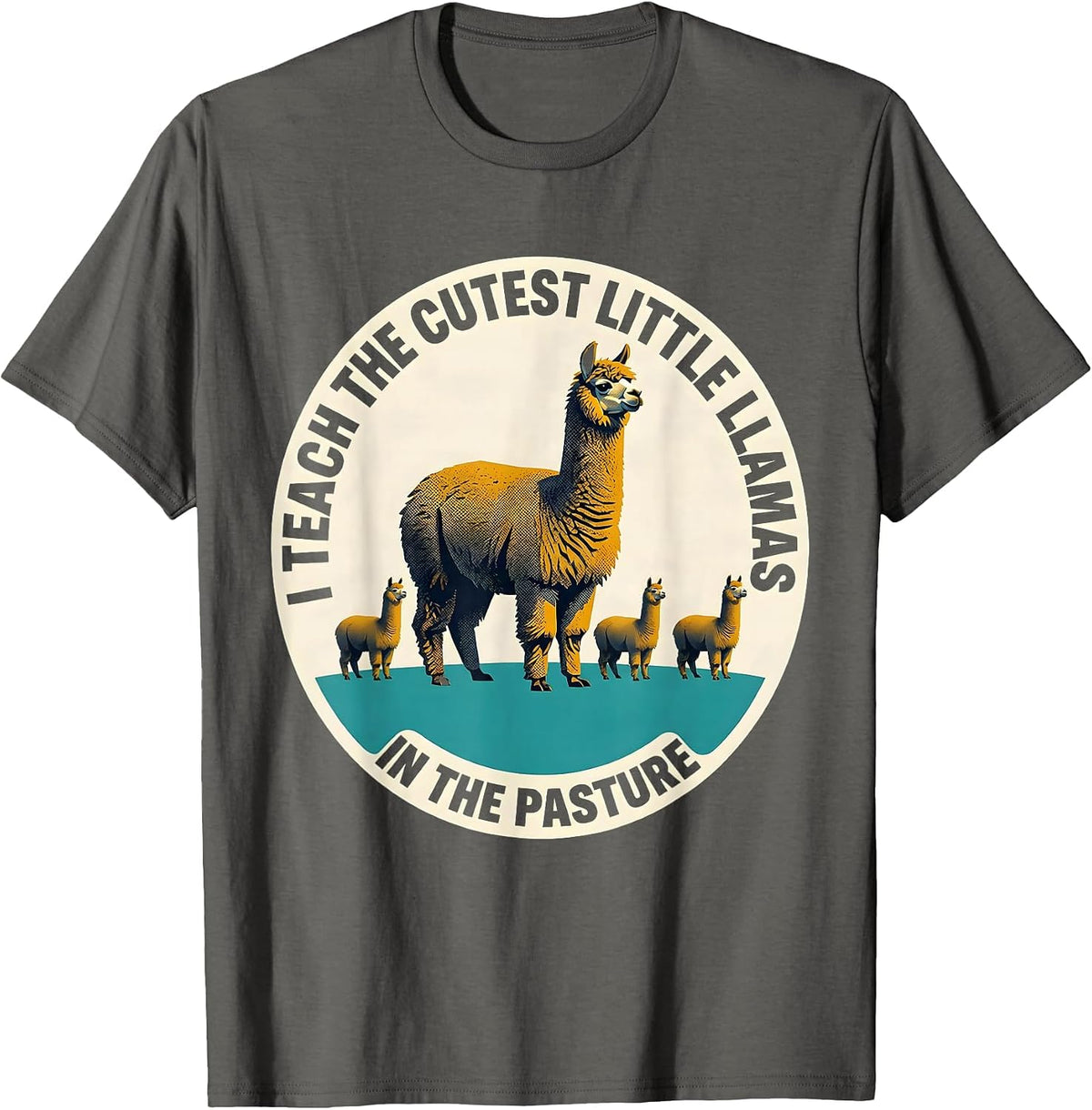 I Teach The Cutest Little Llamas In The Pasture Teacher T-Shirt - Asphalt Grey