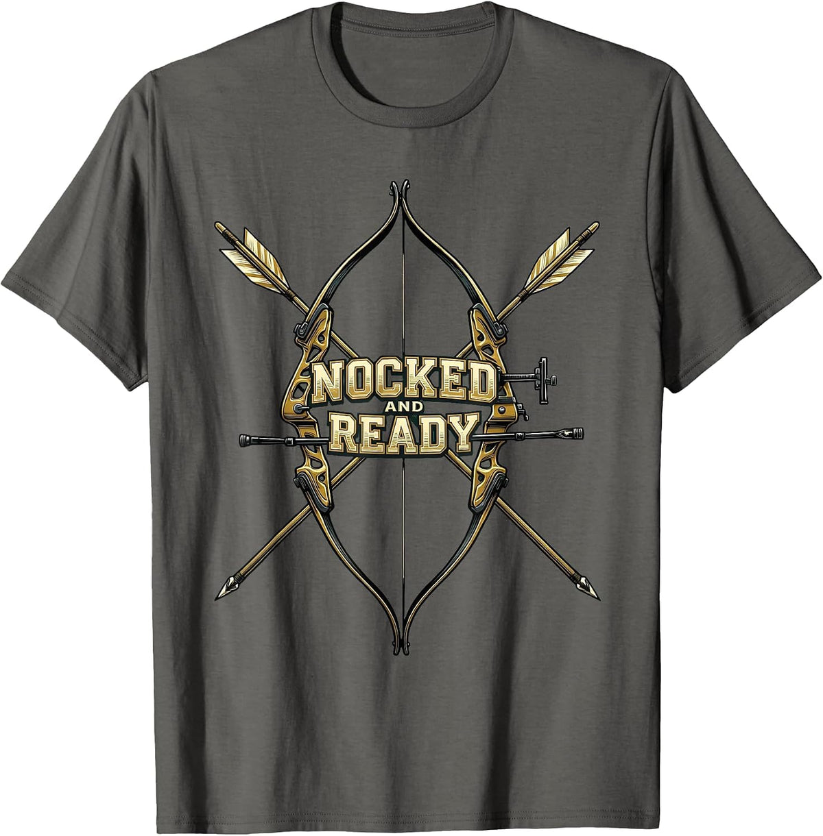 Nocked and Ready Archery Design T-Shirt - Asphalt Grey