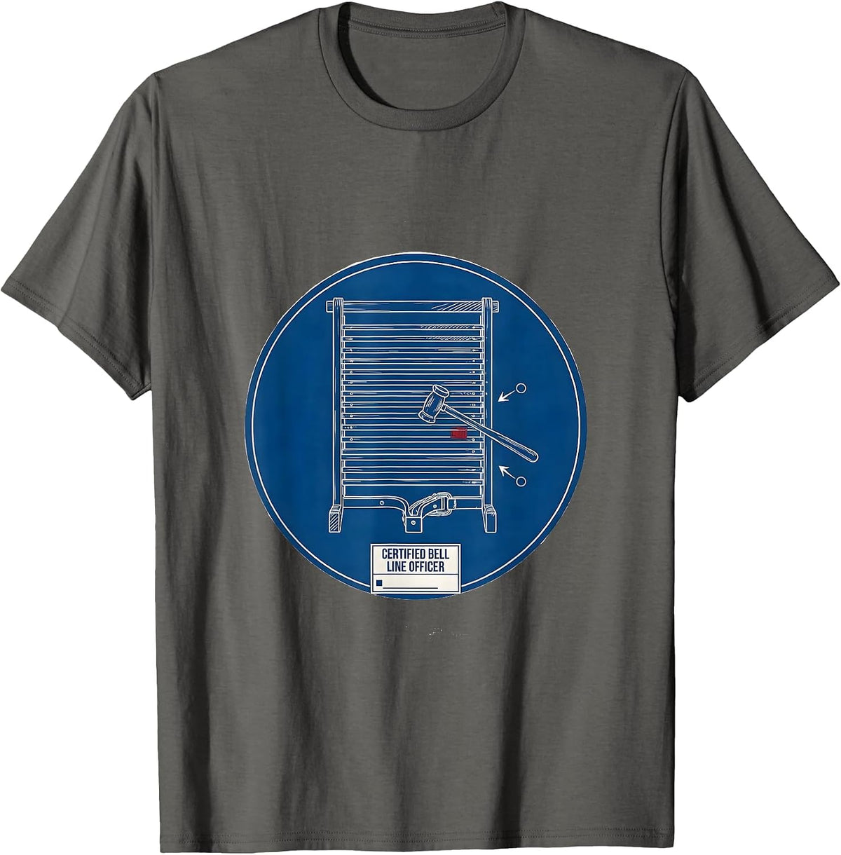 Certified Bell Line Officer Technical Blueprint Drummer T-Shirt - Asphalt Grey