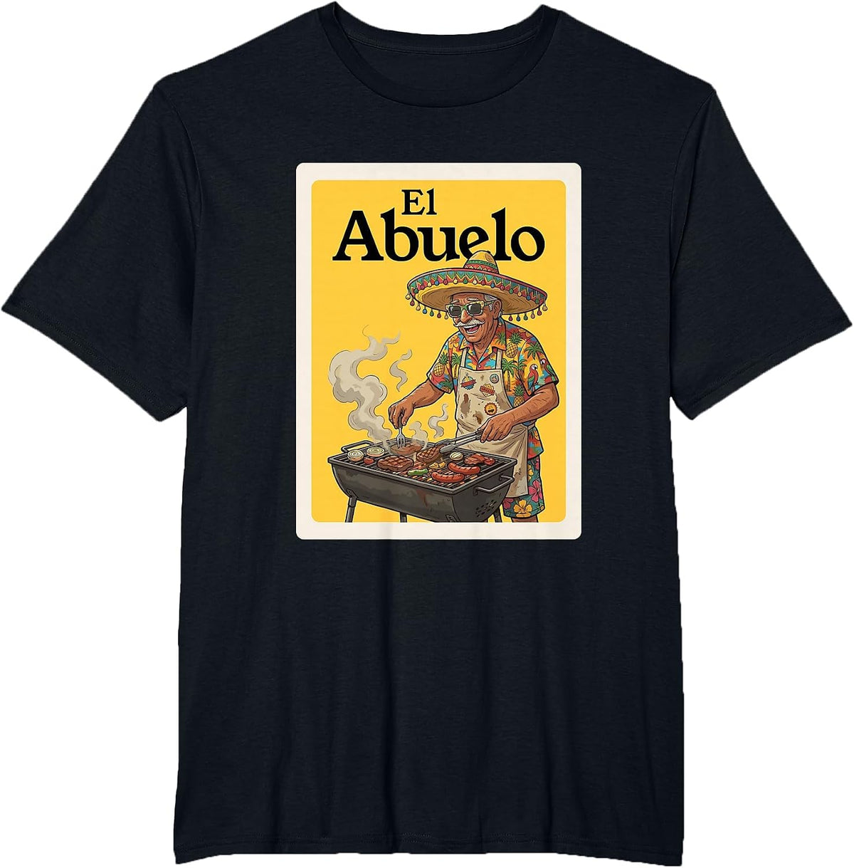 El Abuelo Parrillero Mexican Grandpa Grill T-Shirt - Black