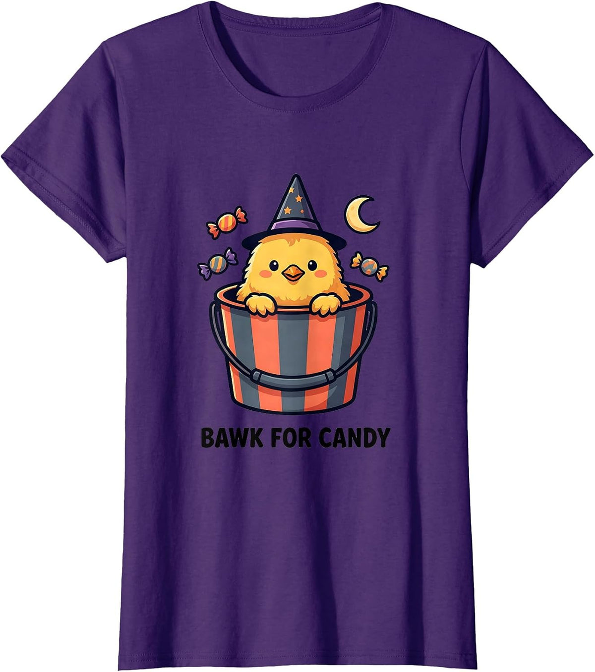 Bawk For Candy Funny Chick Halloween Chicken Lover Costume T-Shirt - Purple