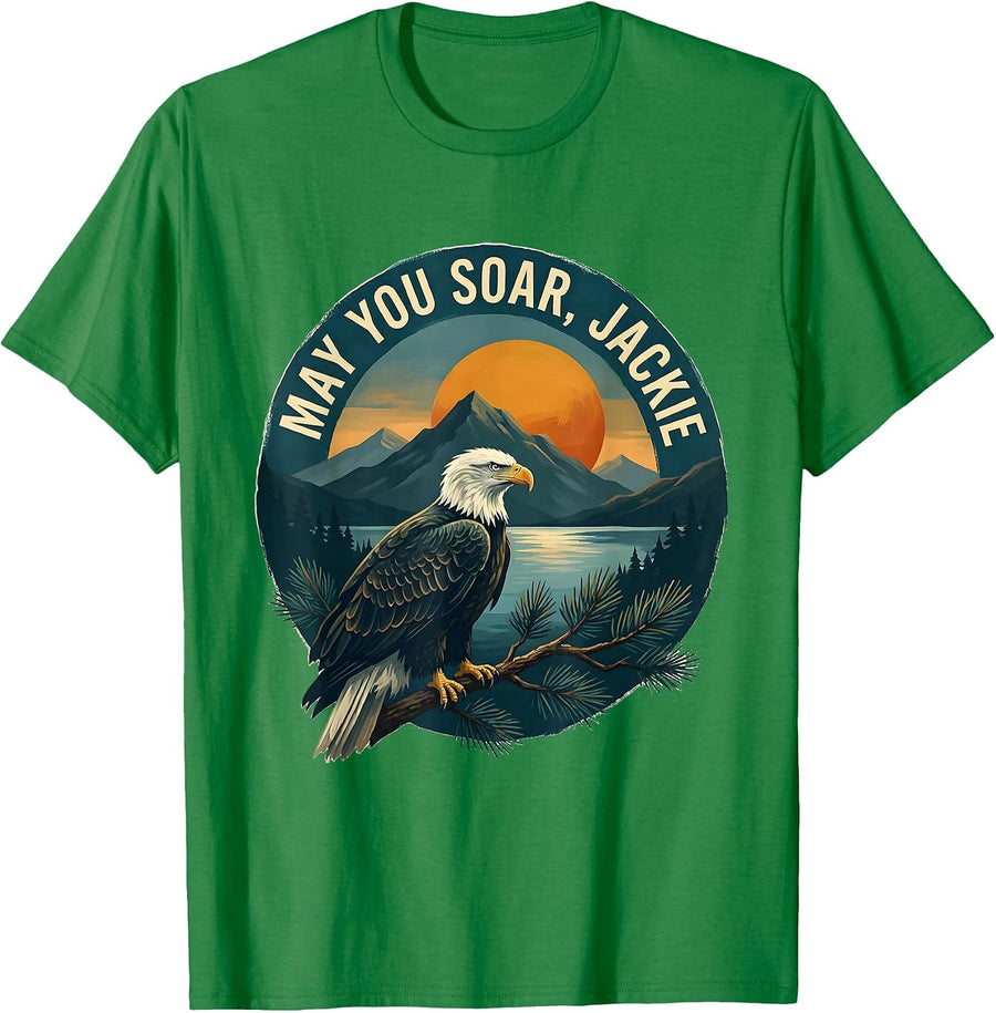 Men's May You Soar Jackie Vintage Bald Eagle Memorial Tribute T-Shirt - Kelly Green