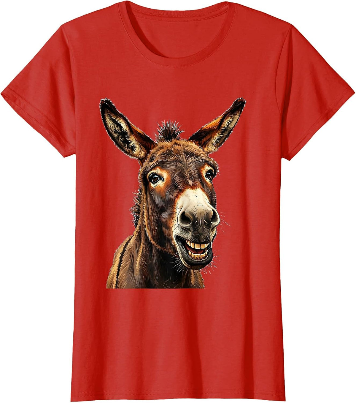 Smart Donkey Face Funny Animal Lover Humor T-Shirt - Red