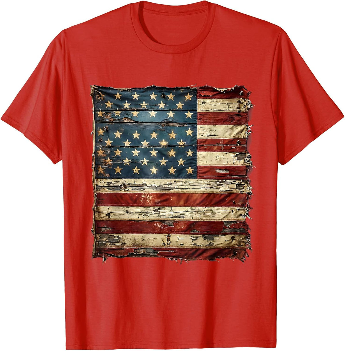 Men's American Flag Bald Eagle Arm Wrestling Graphic T-Shirt - Red