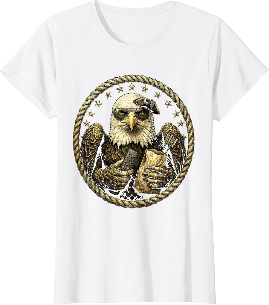 Women's USA 250th Anniversary Bald Eagle Patriotic Design T-Shirt - White