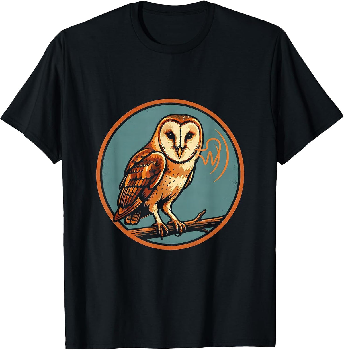 Men's Sealed Barn Owl Badge Eco-Friendly Bird Lover Novelty T-Shirt - Black