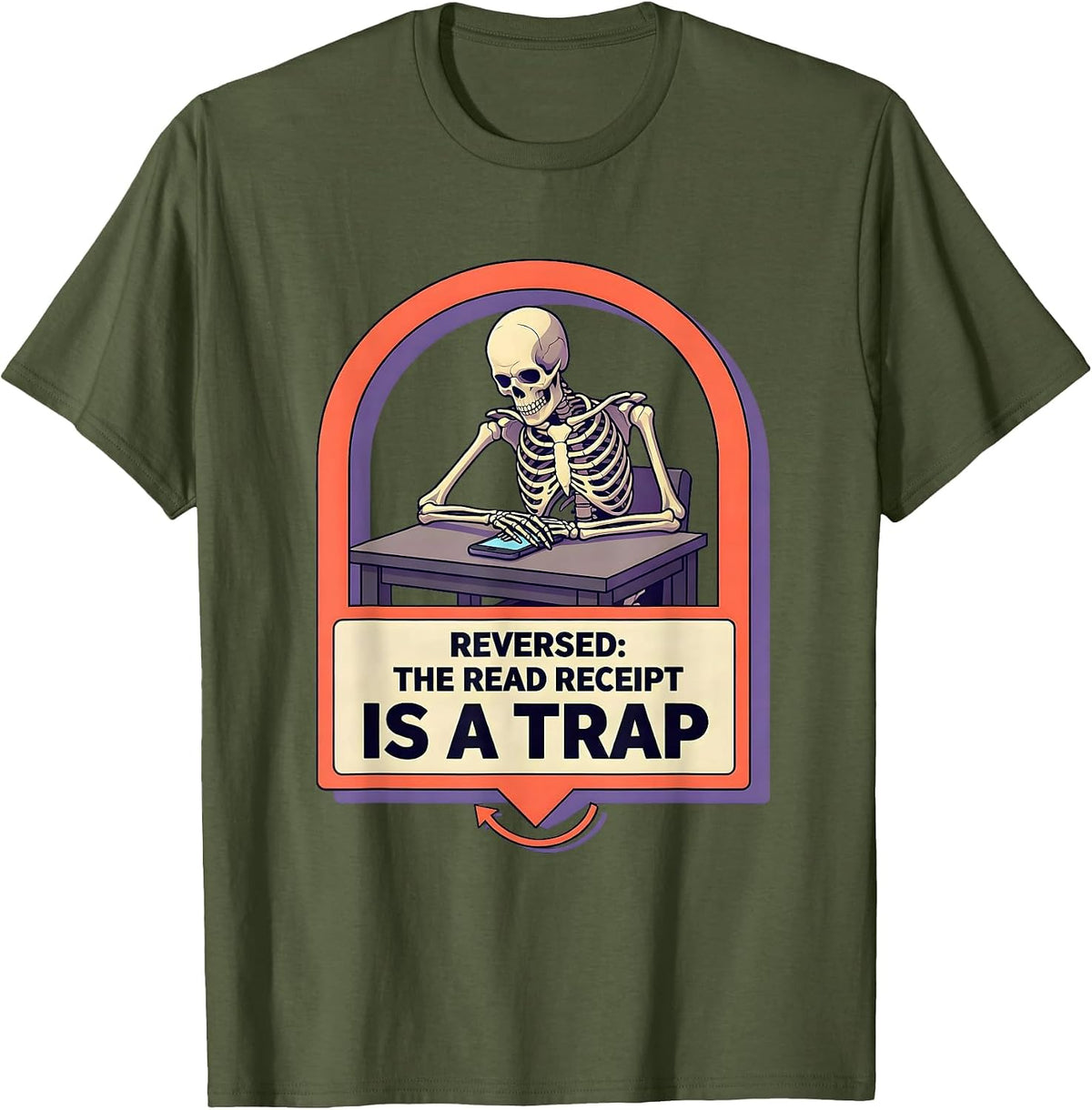 Men's Reversed The Read Receipt Is A Trap Funny Tarot Card T-Shirt - Olive Green