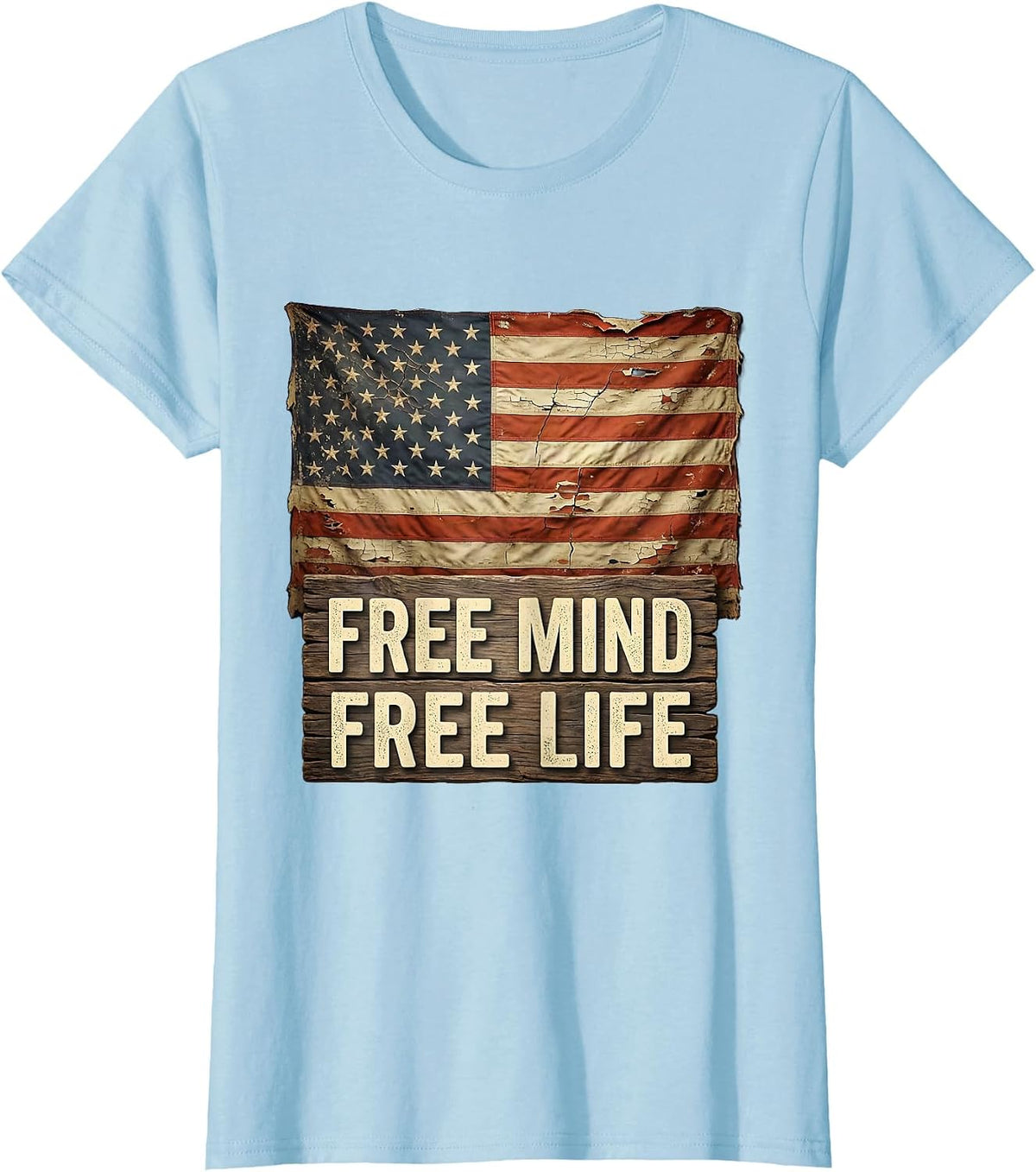 Women's Free Mind Free Life Freedom Graphic Design T-Shirt - Baby Blue