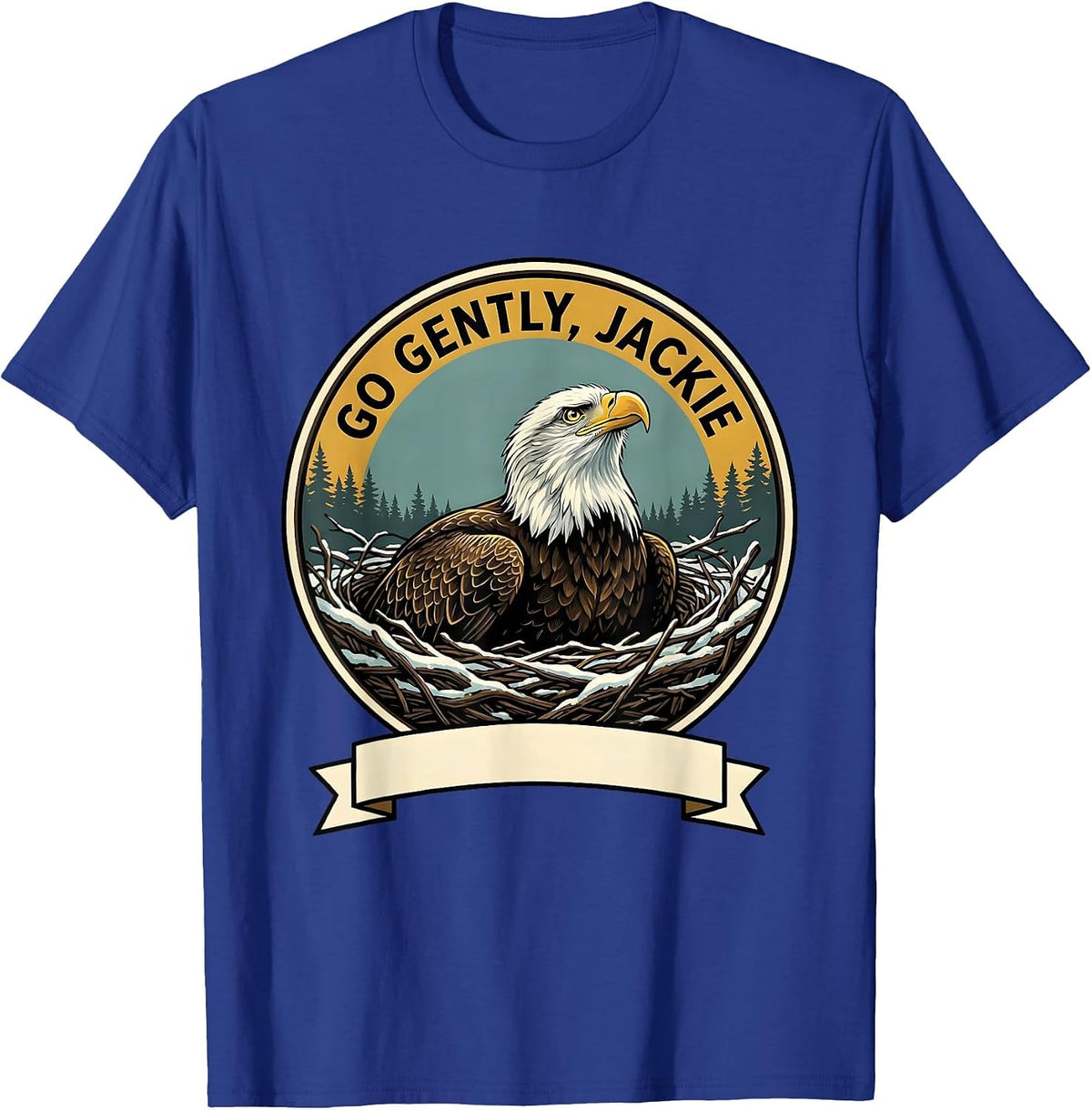 Men's Go Gently, Jackie Memorial Bald Eagle Tribute Wildlife T-Shirt - Royal Blue