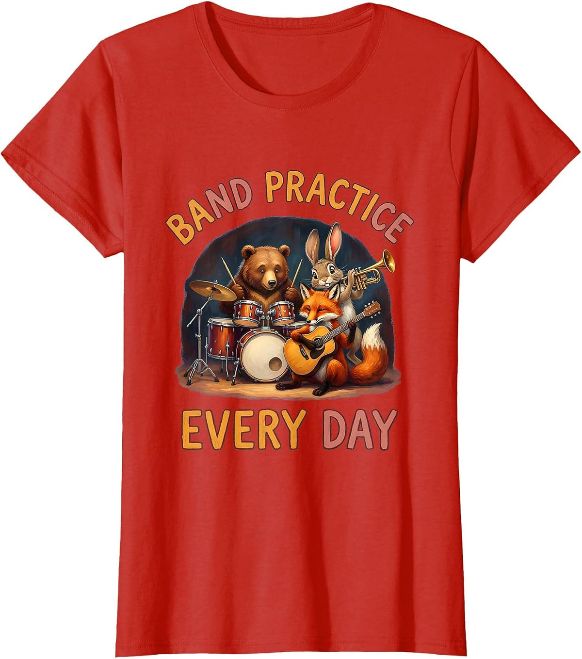 Women's Band Practice Every Day Musician Design T-Shirt - Red