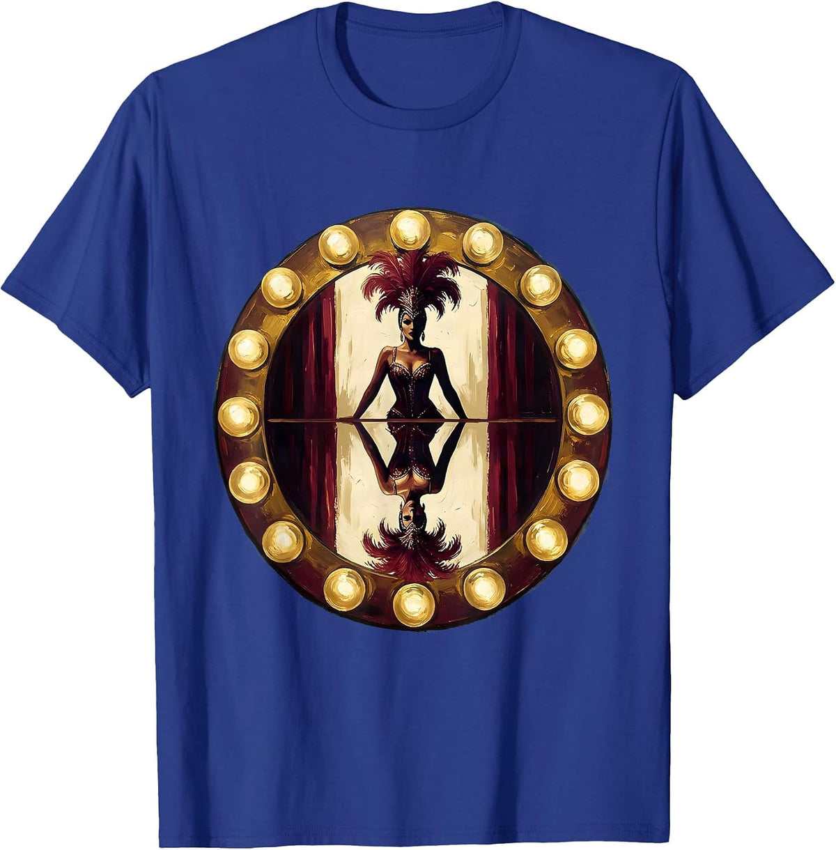 Showgirl Dressing Room Mirror Reflection Graphic T-Shirt - Royal Blue