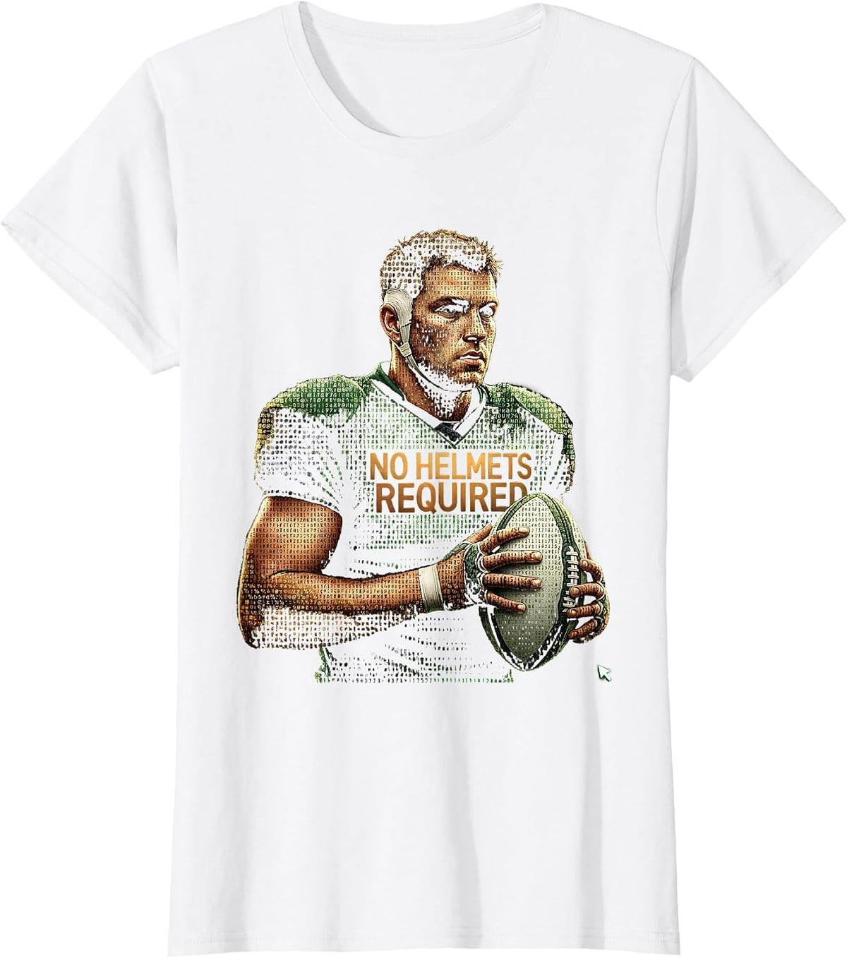 Women's No Helmets Required Ascii Terminal Art South African Rugby T-Shirt - White