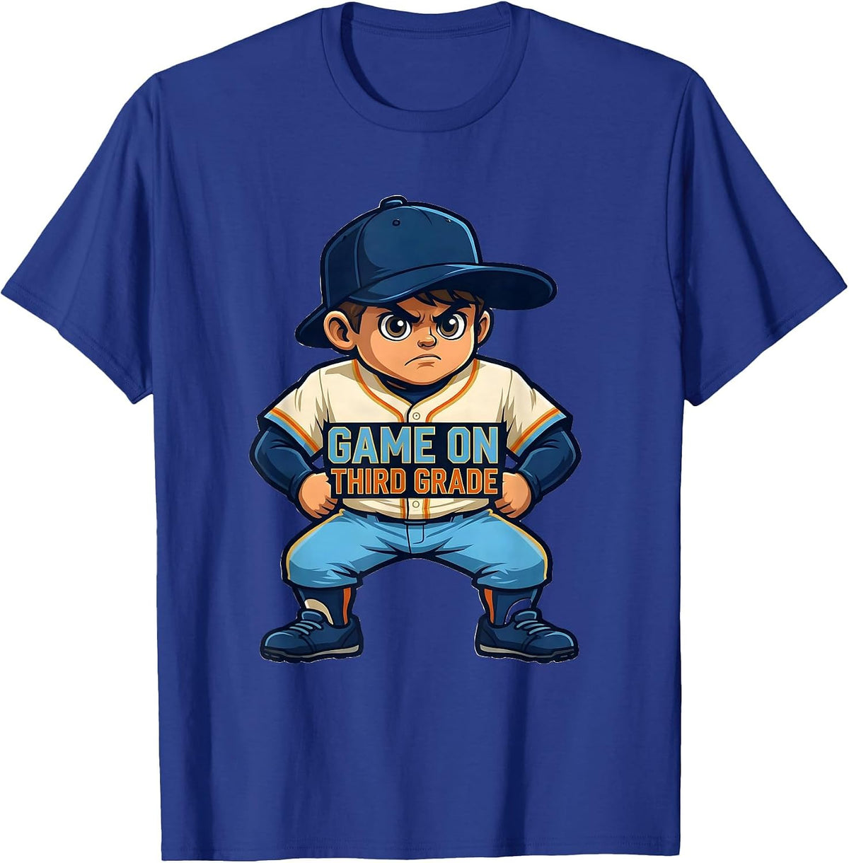Game On Third Grade Playful Baseball Mascot Back To School T-Shirt - Royal Blue