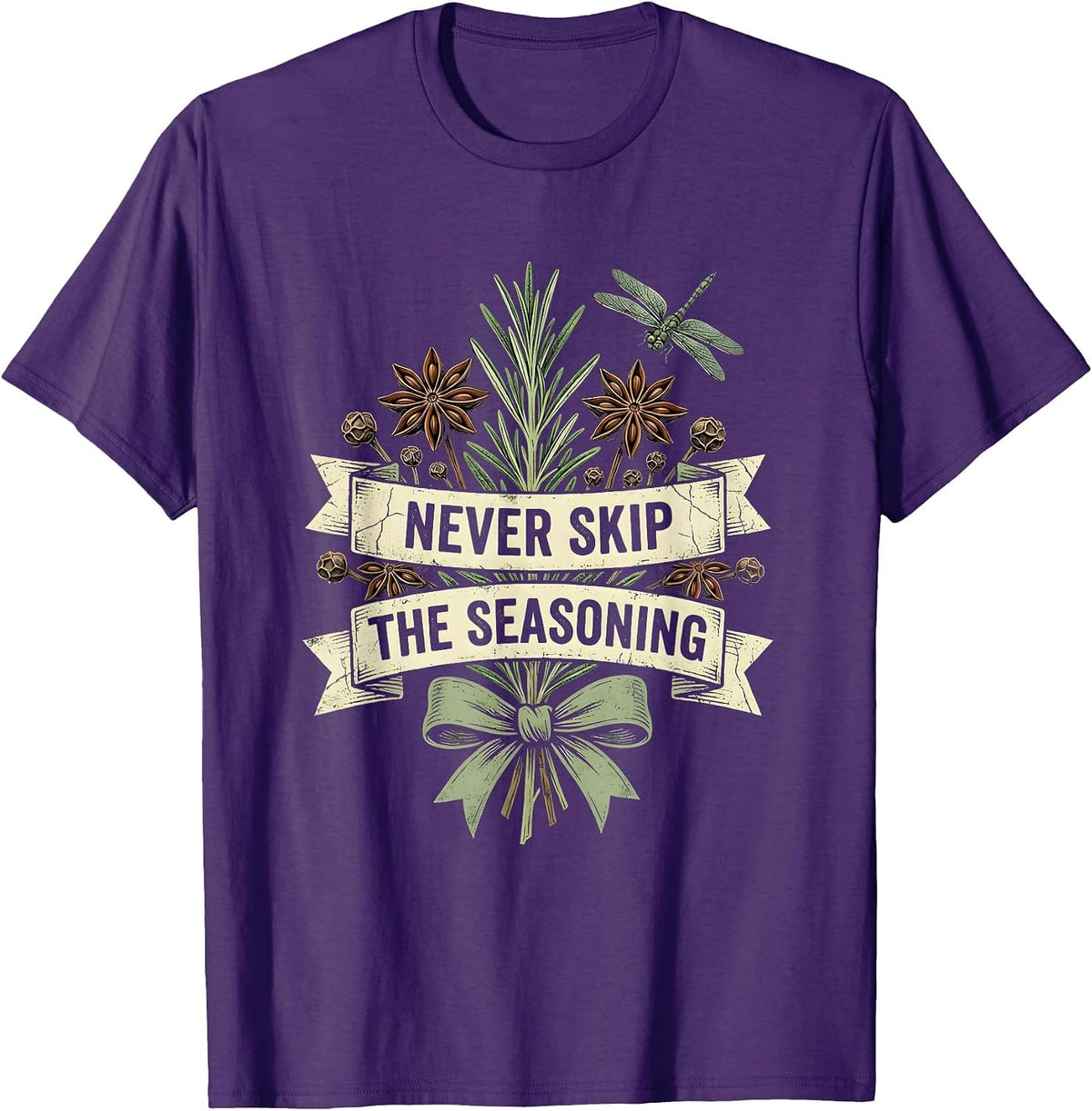 Never Skip the Seasoning Chef Cooking Design T-Shirt - Purple